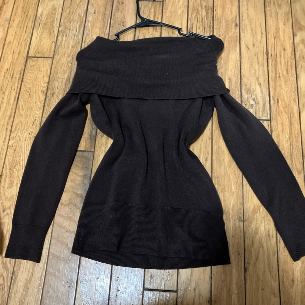 French Connection Brown Off-the-Shoulder Sweater